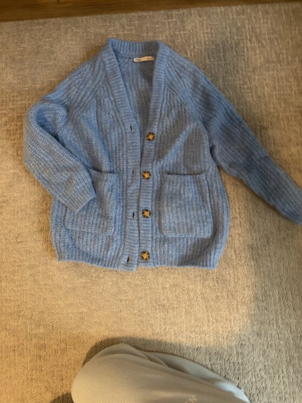 Zara Chunky Knit Cardigan Blue Pockets S